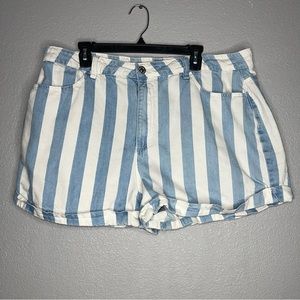 Forever21+ Blue & White stripped denim shorts- 16